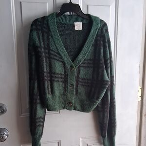 Harper Green and Black Plaid Cardigan